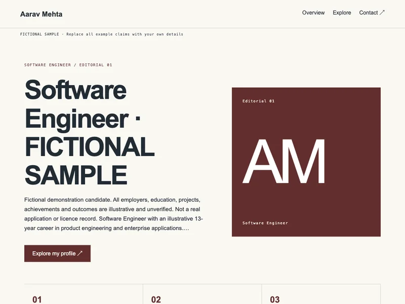 Software Engineer web portfolio preview