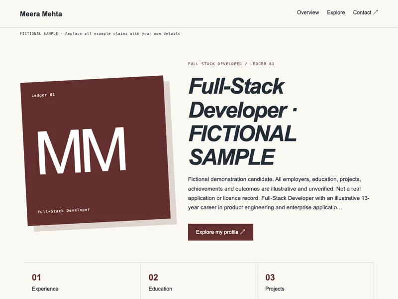 Full-Stack Developer web portfolio preview