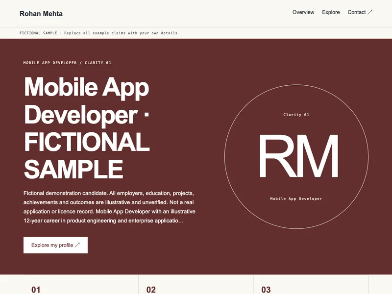 Mobile App Developer web portfolio preview