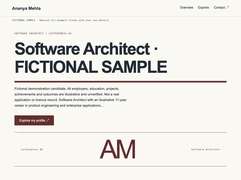 Software Architect web portfolio preview