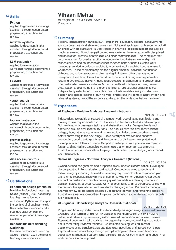 AI Engineer CV — first page