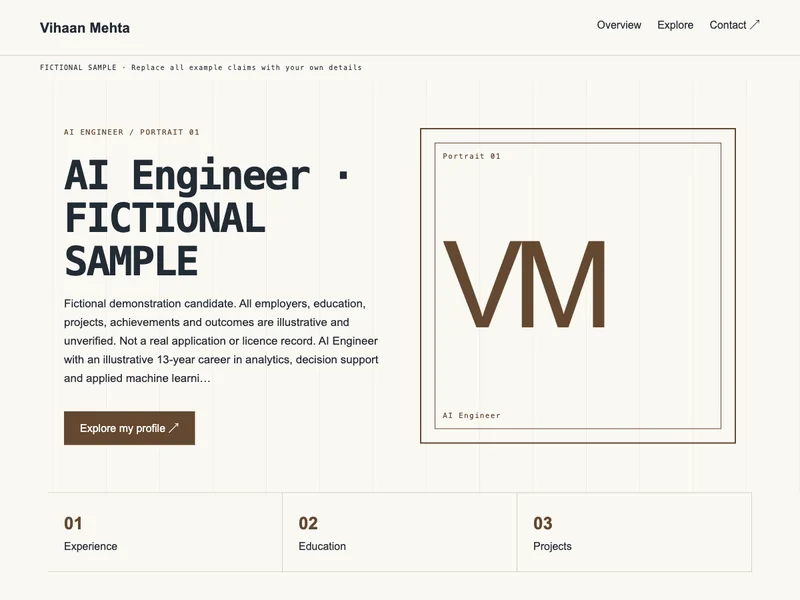 AI Engineer web portfolio preview