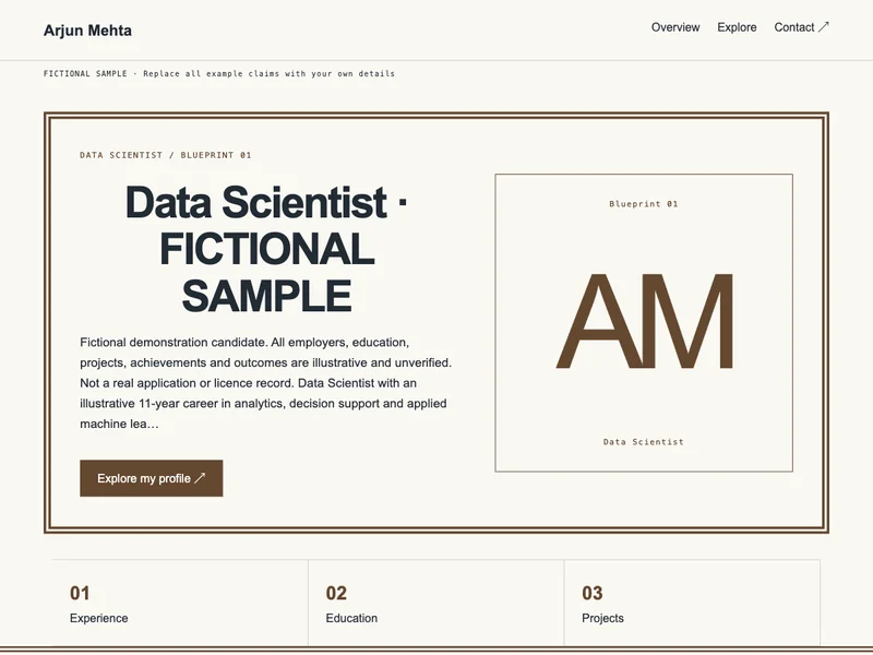 Data Scientist web portfolio preview