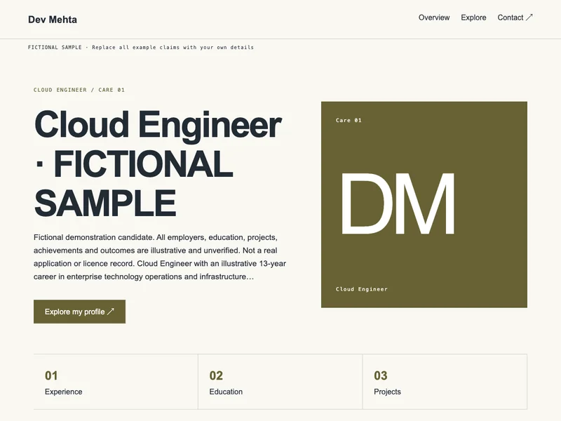 Cloud Engineer web portfolio preview