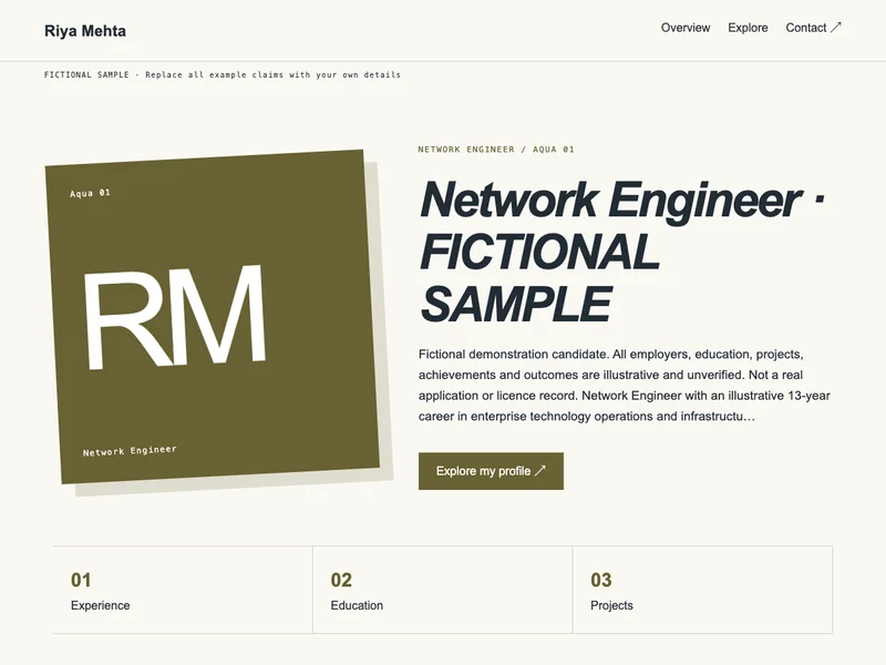 Network Engineer web portfolio preview