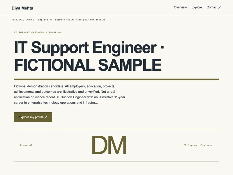 IT Support Engineer web portfolio preview