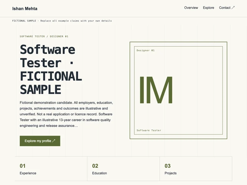 Software Tester web portfolio preview
