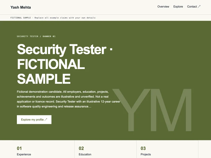 Security Tester web portfolio preview