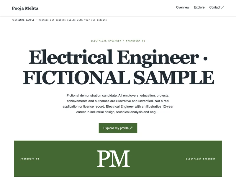 Electrical Engineer web portfolio preview