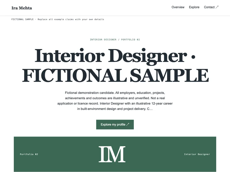 Interior Designer web portfolio preview