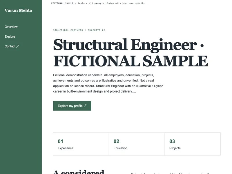 Structural Engineer web portfolio preview