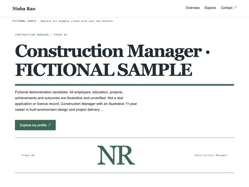 Construction Manager web portfolio preview
