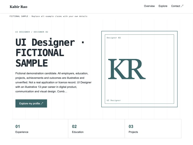 UI Designer web portfolio preview