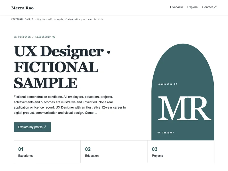 UX Designer web portfolio preview