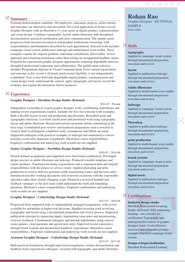 Graphic Designer CV — first page
