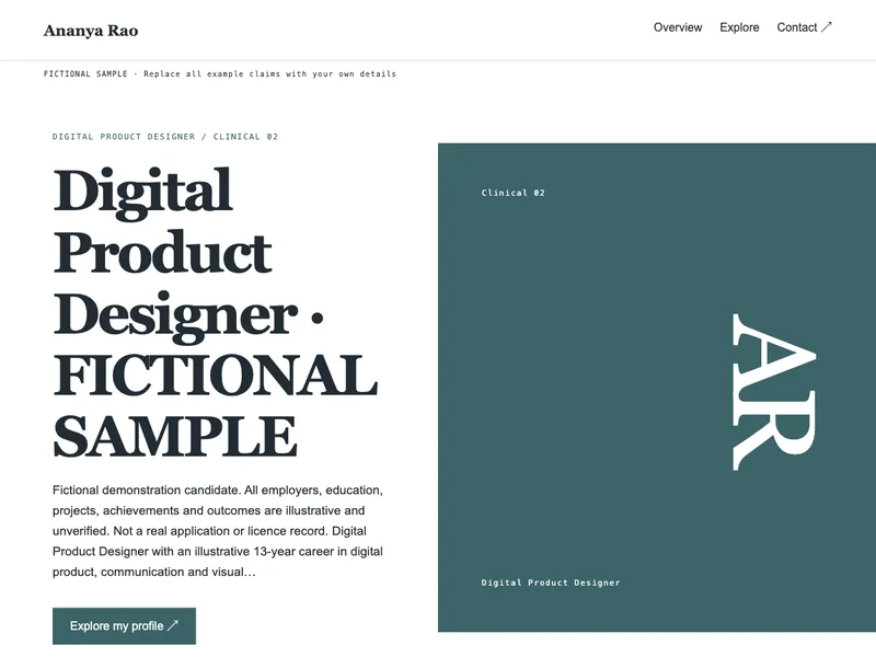 Digital Product Designer web portfolio preview
