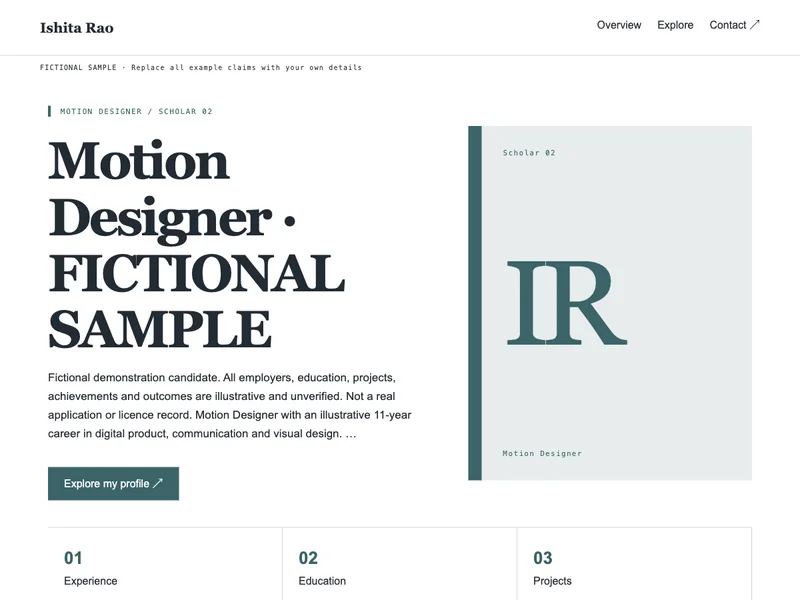 Motion Designer web portfolio preview