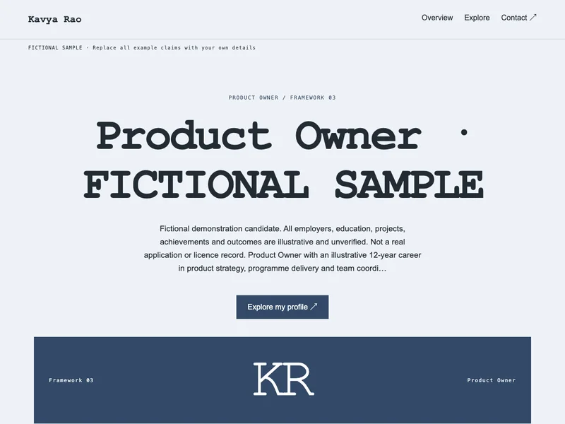 Product Owner web portfolio preview