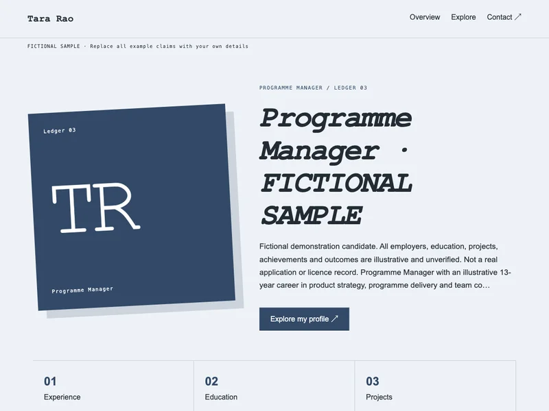 Programme Manager web portfolio preview