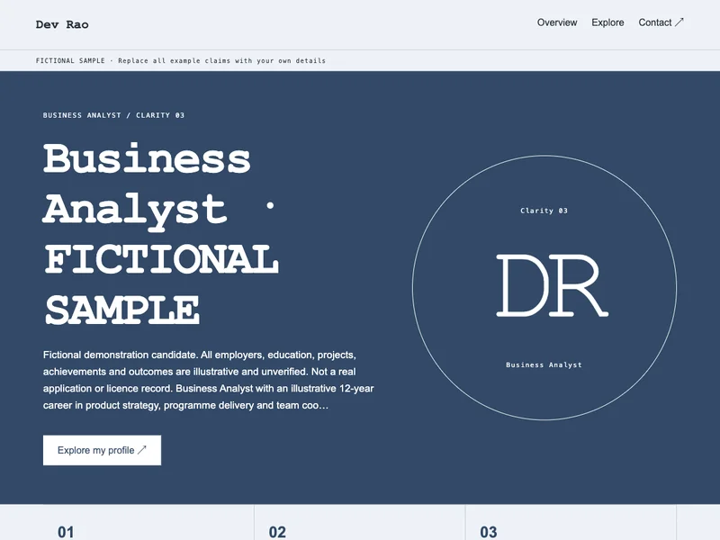 Business Analyst web portfolio preview