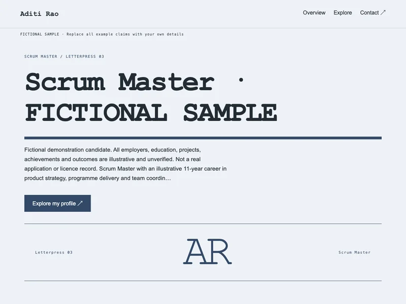 Scrum Master web portfolio preview