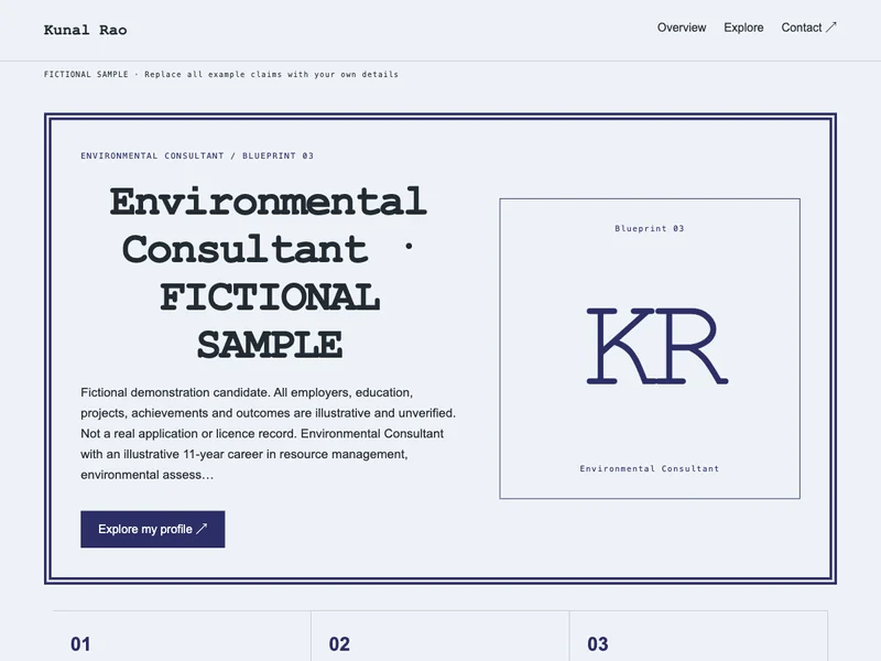 Environmental Consultant web portfolio preview