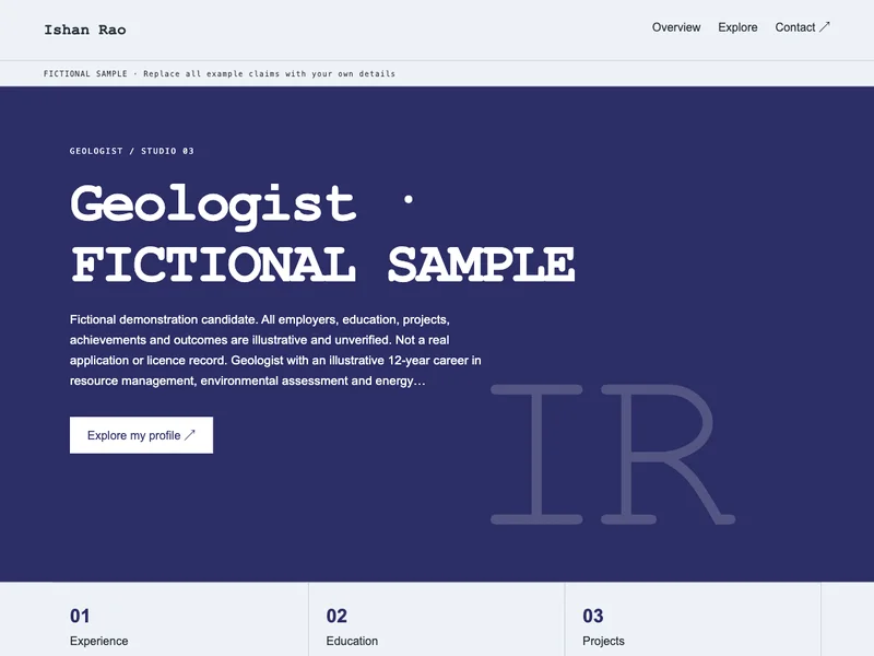 Geologist web portfolio preview