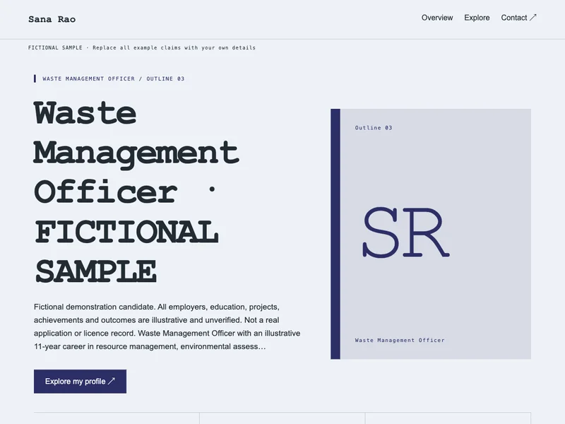 Waste Management Officer web portfolio preview