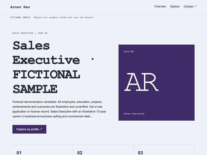 Sales Executive web portfolio preview