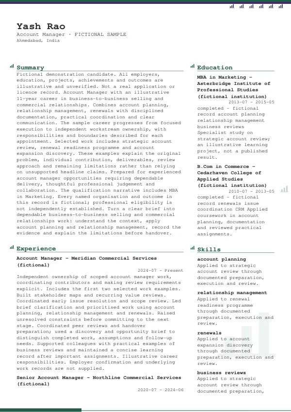 Account Manager CV — first page