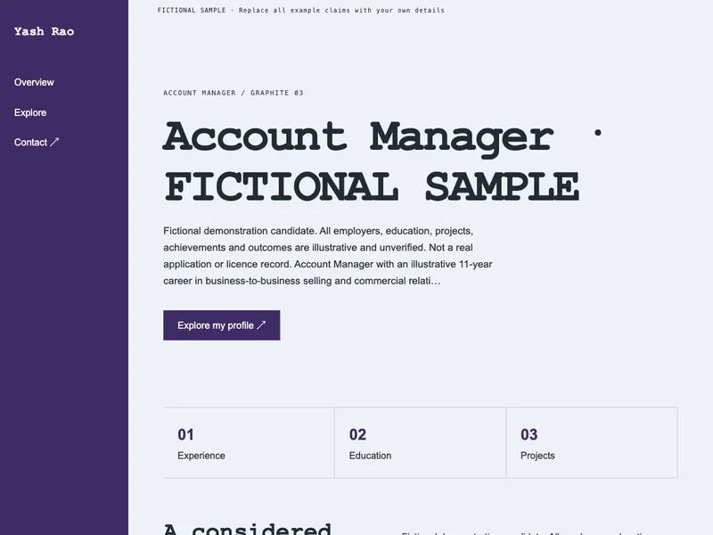 Account Manager web portfolio preview