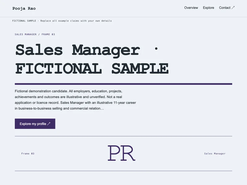 Sales Manager web portfolio preview