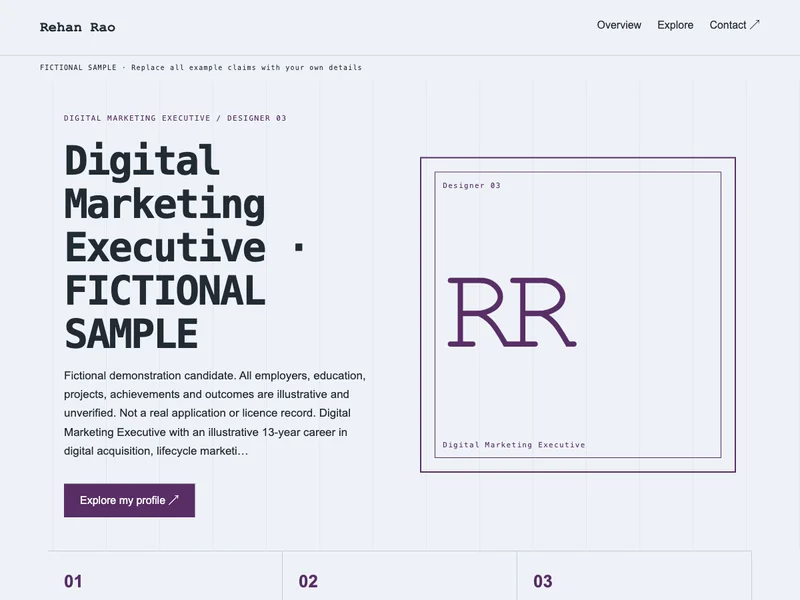 Digital Marketing Executive web portfolio preview
