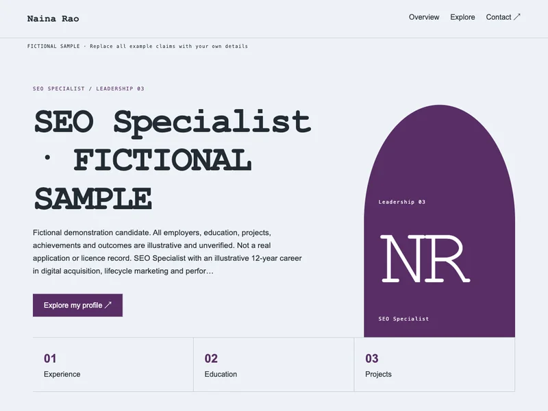 SEO Specialist web portfolio preview