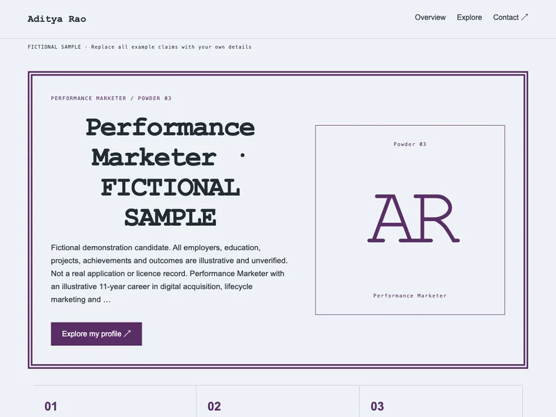 Performance Marketer web portfolio preview