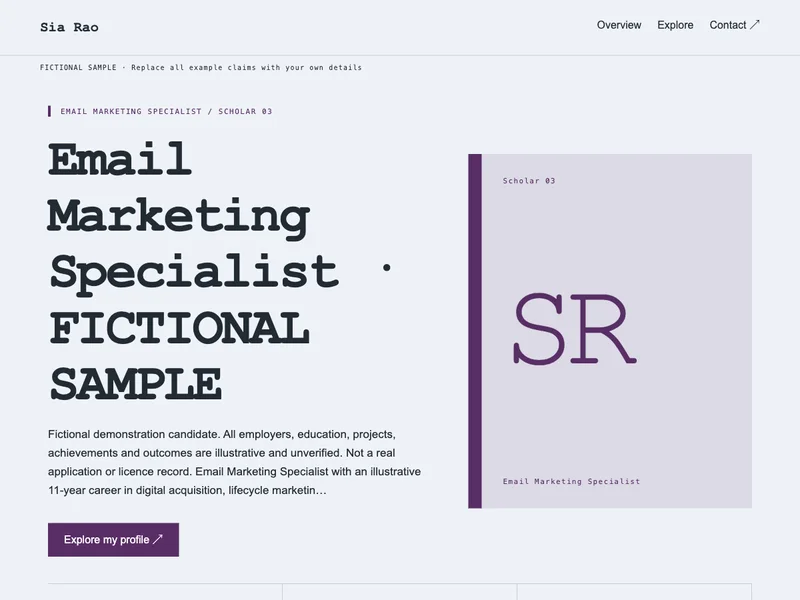 Email Marketing Specialist web portfolio preview