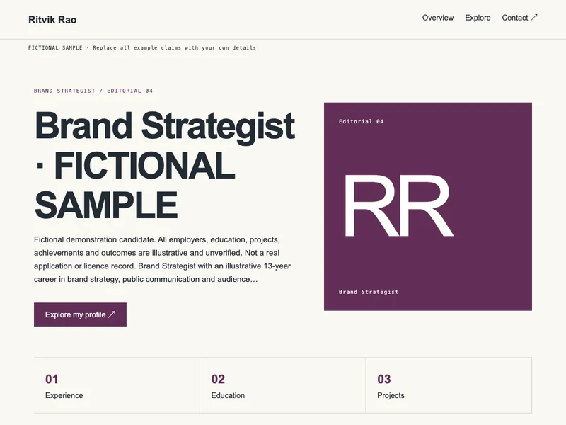 Brand Strategist web portfolio preview