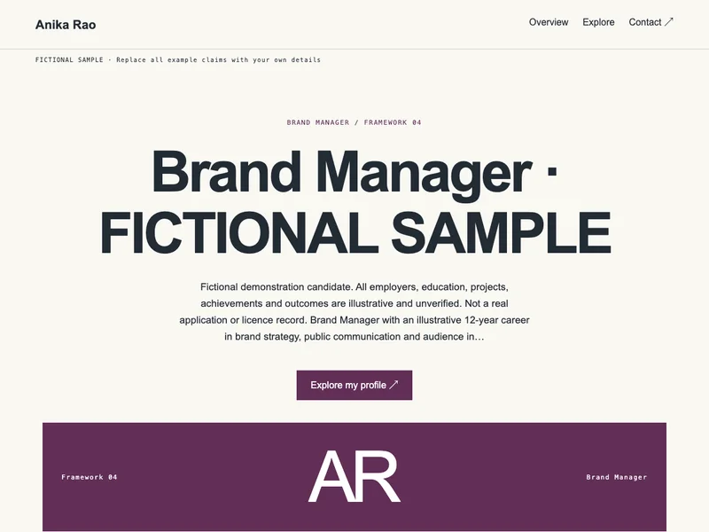 Brand Manager web portfolio preview