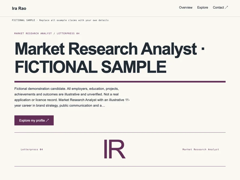 Market Research Analyst web portfolio preview