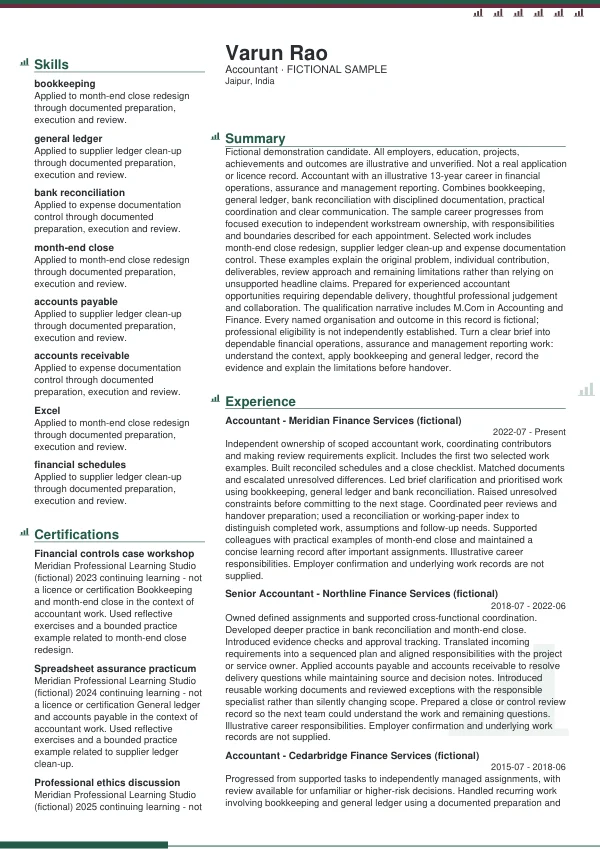 Accountant CV — first page