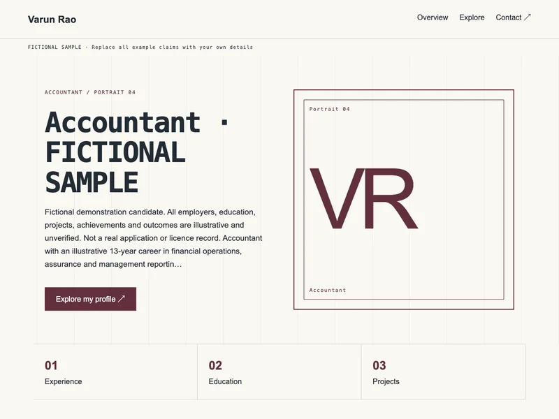 Accountant web portfolio preview