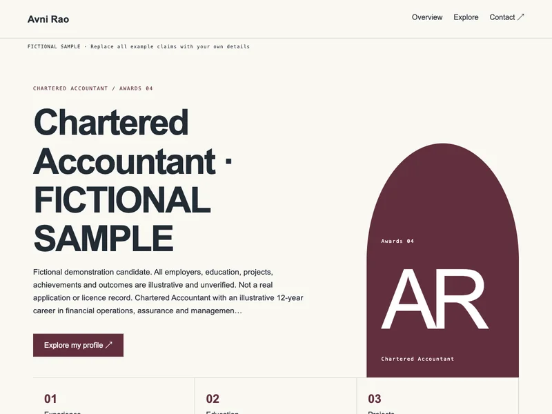 Chartered Accountant web portfolio preview