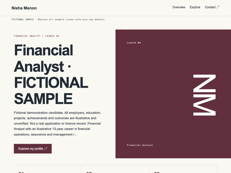 Financial Analyst web portfolio preview