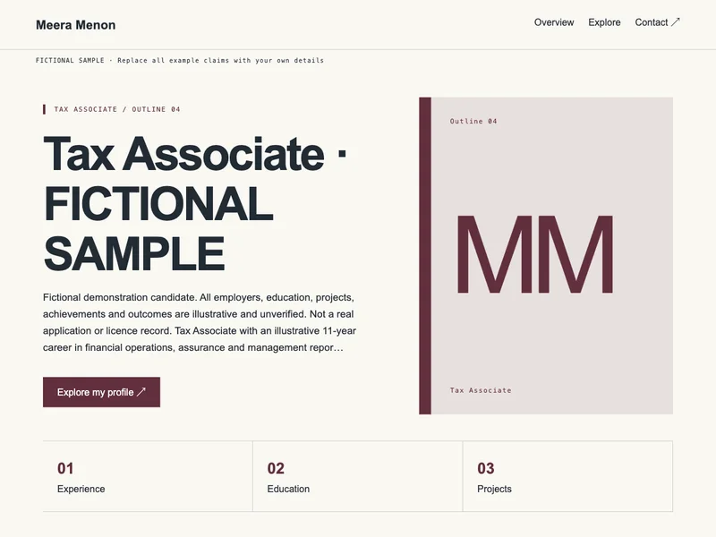 Tax Associate web portfolio preview