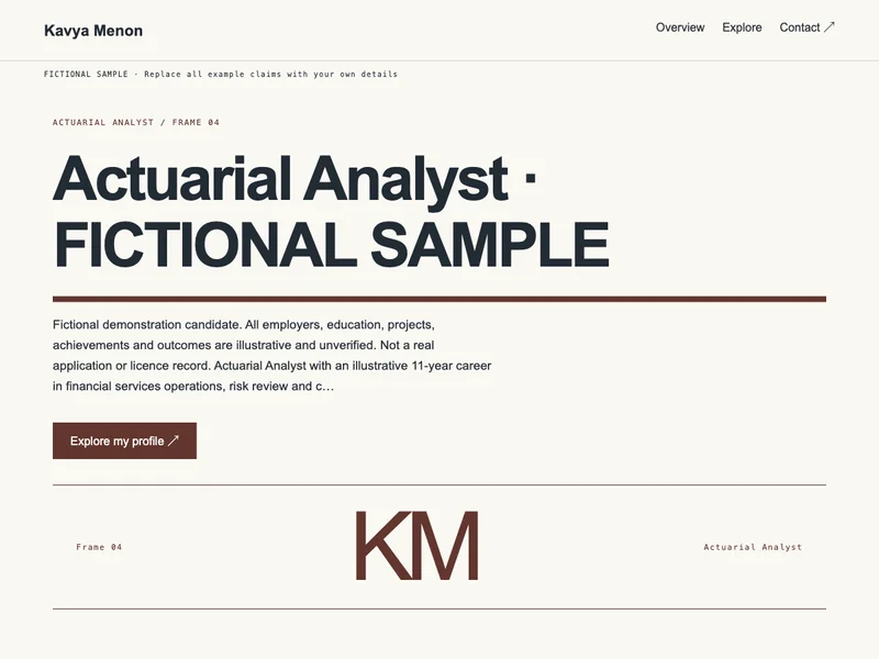 Actuarial Analyst web portfolio preview