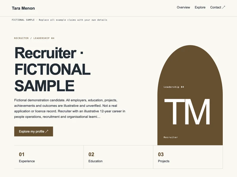 Recruiter web portfolio preview
