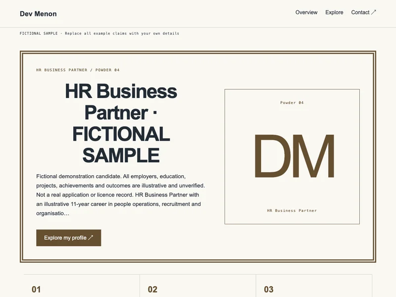 HR Business Partner web portfolio preview