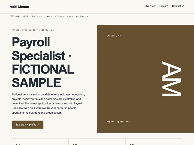 Payroll Specialist web portfolio preview