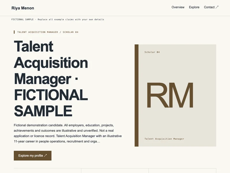 Talent Acquisition Manager web portfolio preview
