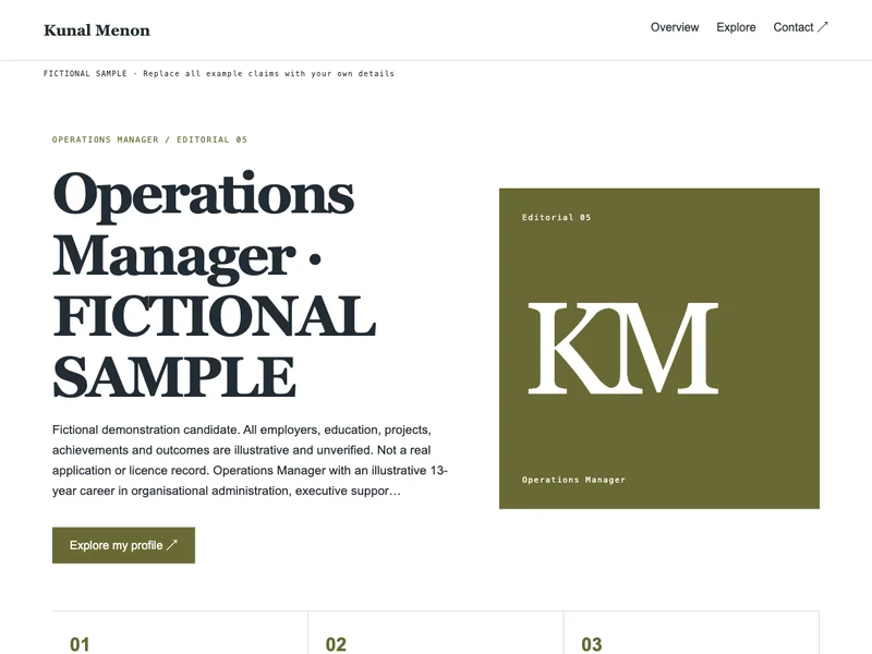 Operations Manager web portfolio preview